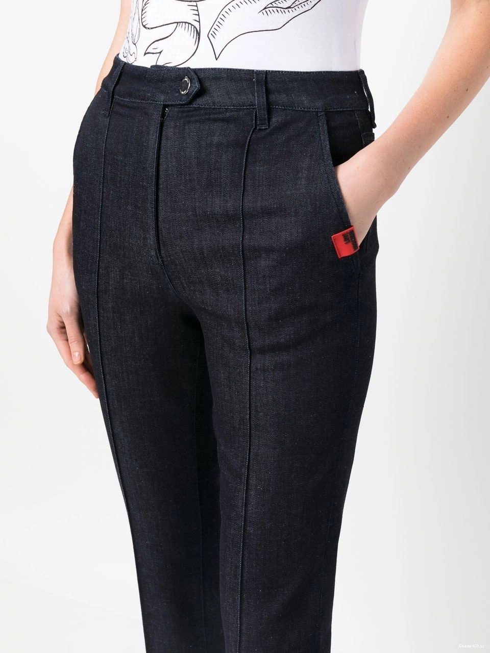 Cheap logo-patch Women Moschino Love jeans cropped 0425